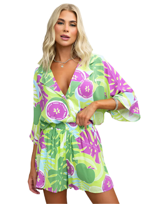 Vivid Voyage Shorts Set two-piece sets kakaclo Green S