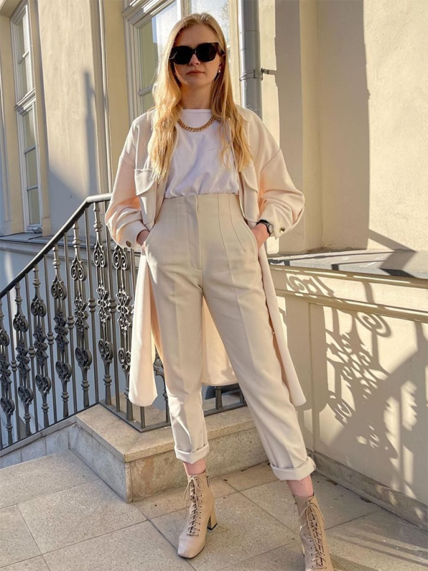Skyline Slim High-Waist Pants pants kakaclo Cracker khaki XS