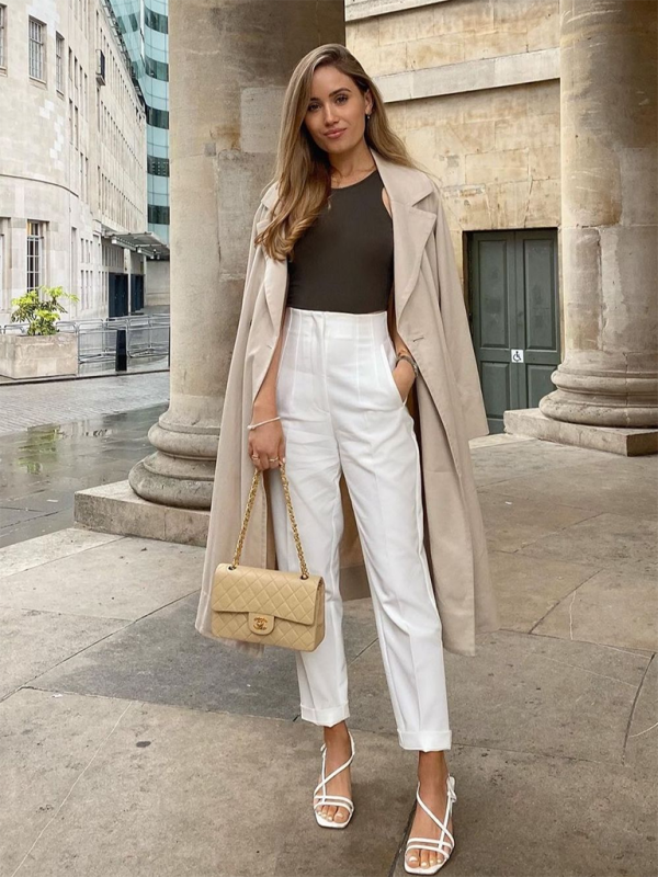 Skyline Slim High-Waist Pants pants kakaclo White XS