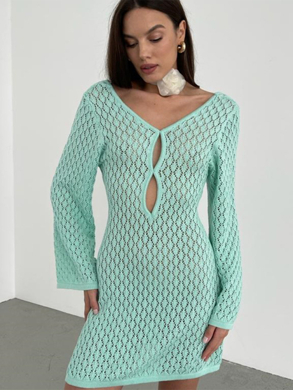 The Athena Crochet Beach Dress cover-ups kakaclo Green S