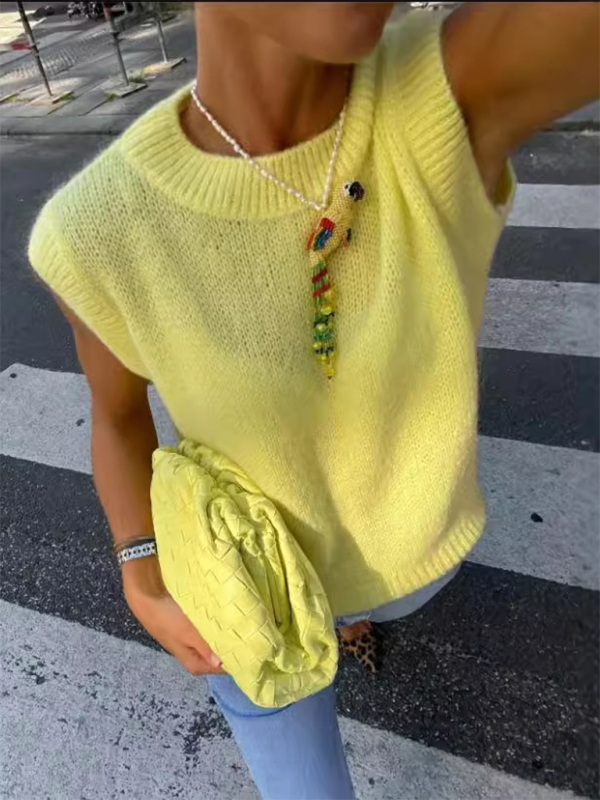 The Jade Yellow Knit Top sweaters kakaclo S