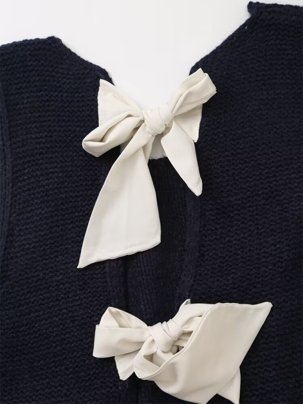 Knot Bow-Tie Knit Vest vests kakaclo