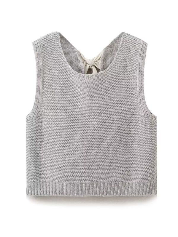 Knot Bow-Tie Knit Vest vests kakaclo