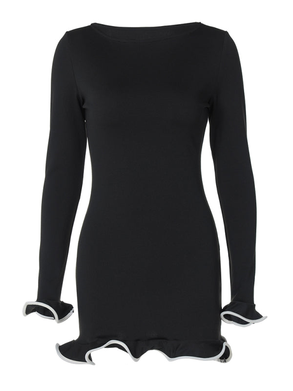 Bonnie Lee Ruffle Dress Dresses kakaclo Black XS