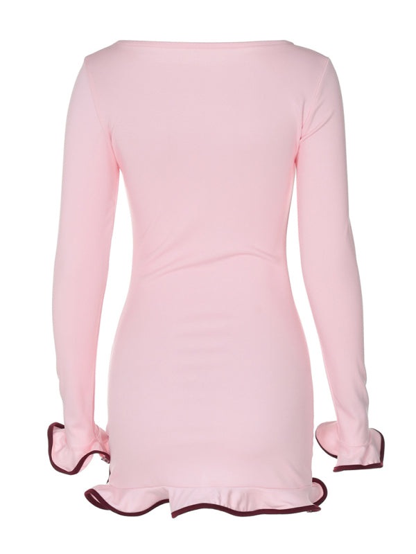 Pink Maple Ruffle Dress Dresses kakaclo