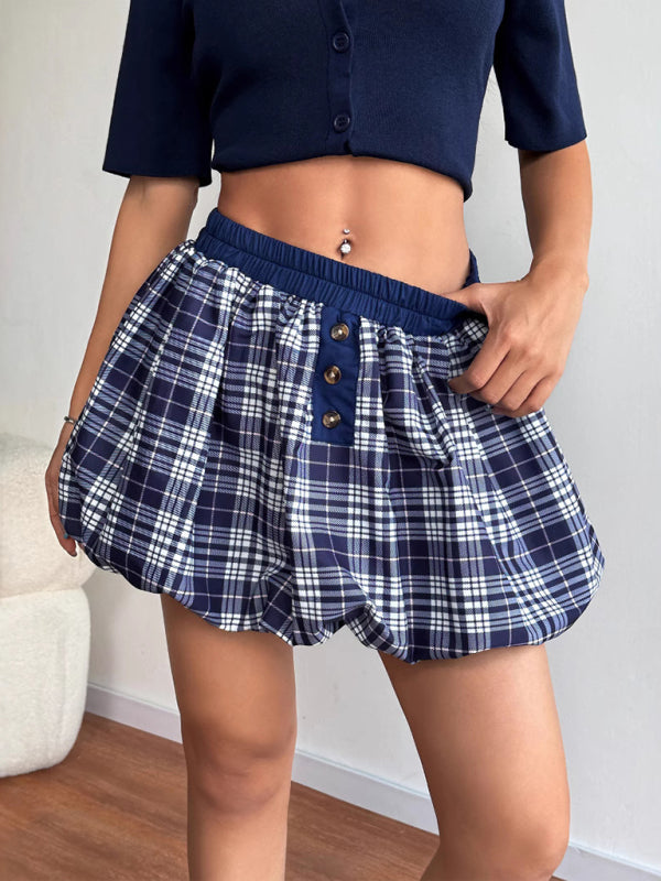Y2K Retro Plaid Flower Bud Skirt kakaclo