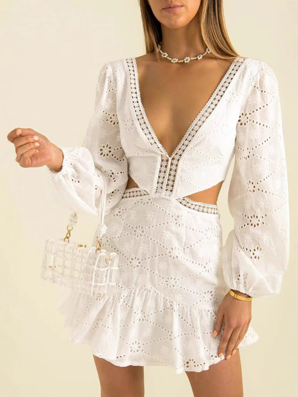 Lily Collins Lace Dress dresses kakaclo White S