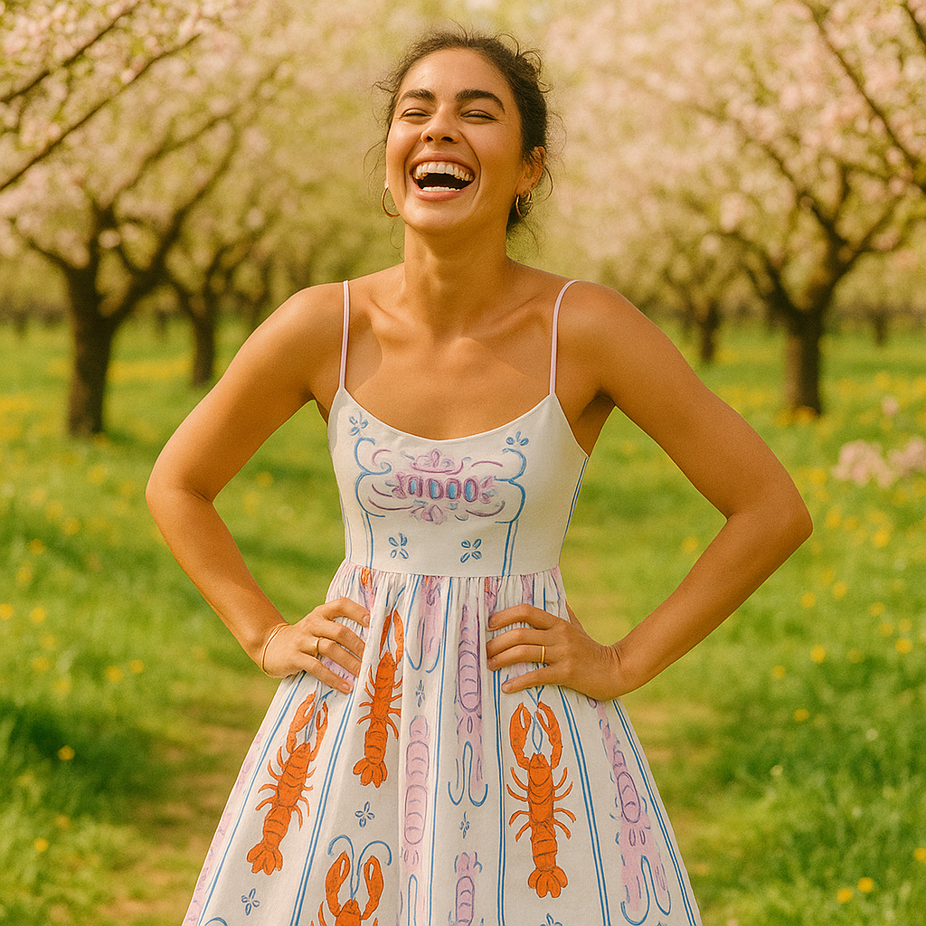 Printed Spaghetti Strap Backless A-Line Dress dresses Dropshipman