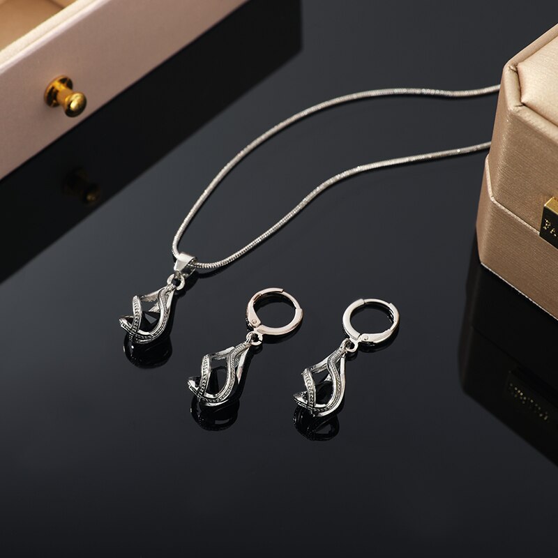3 Set Cubic Zirconia Spiral Set jewellery sets Shopella