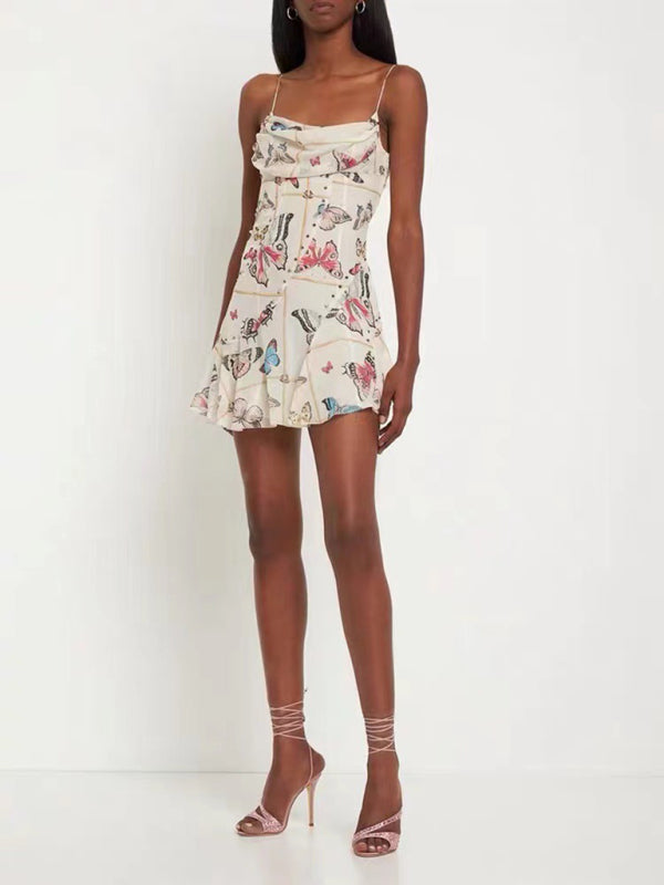 French Butterfly Print Dress dresses kakaclo S