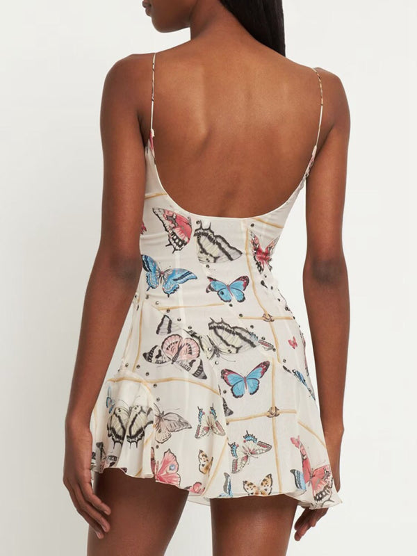 French Butterfly Print Dress dresses kakaclo